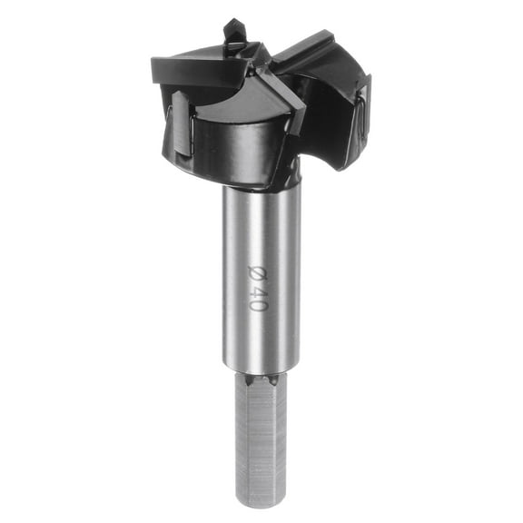 Uxcell 40mm (1-19/32") Carbide 3 Flutes 4 Spurs Wood Hole Hinge Boring Forstner Drill Bit