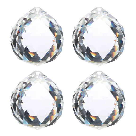 Uxcell 4 Pack Clear Crystal Ball Prism Chandelier Crystals Prism Parts for Arts Crafts Decoration Clear 1.57 x 1.81"