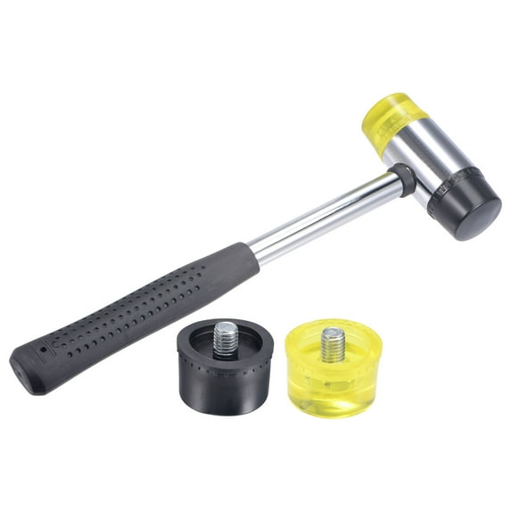 Uxcell 40mm Double-Faced Rubber Hammer with Soft/Hard Replacement Mallet Non-Slip Grip