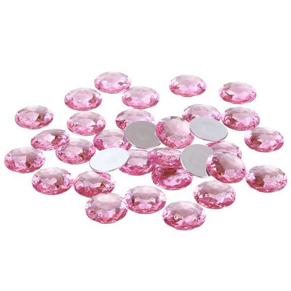 Uxcell 40mm Flat Back Round Acrylic Rhinestones, 50 Pack Plastic Circle Gems for Jewelry Making Costume, Pink