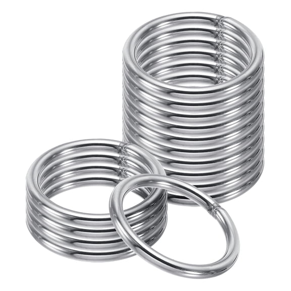 Uxcell 40mm Metal O Rings, 15 Pack 304 Stainless Steel Round Rings for Hardware Bags