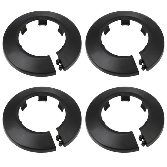 Uxcell 40mm PP Plastic Black Water Pipe Cover Decoration 4 Pack