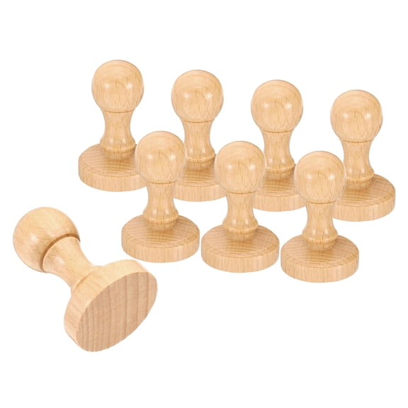 Uxcell 40mm Stamp Wood Round Handle, 8 Pack Wooden Knobs Stamp Mounts Drawer Pulls Scrapbooking, Brown
