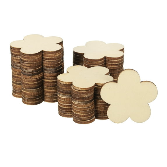 Uxcell 40mm Wooden Flowers, 50 Pack Unfinished Wood Flowers Blank Wooden Cutouts Ornaments Natural Wood Pieces