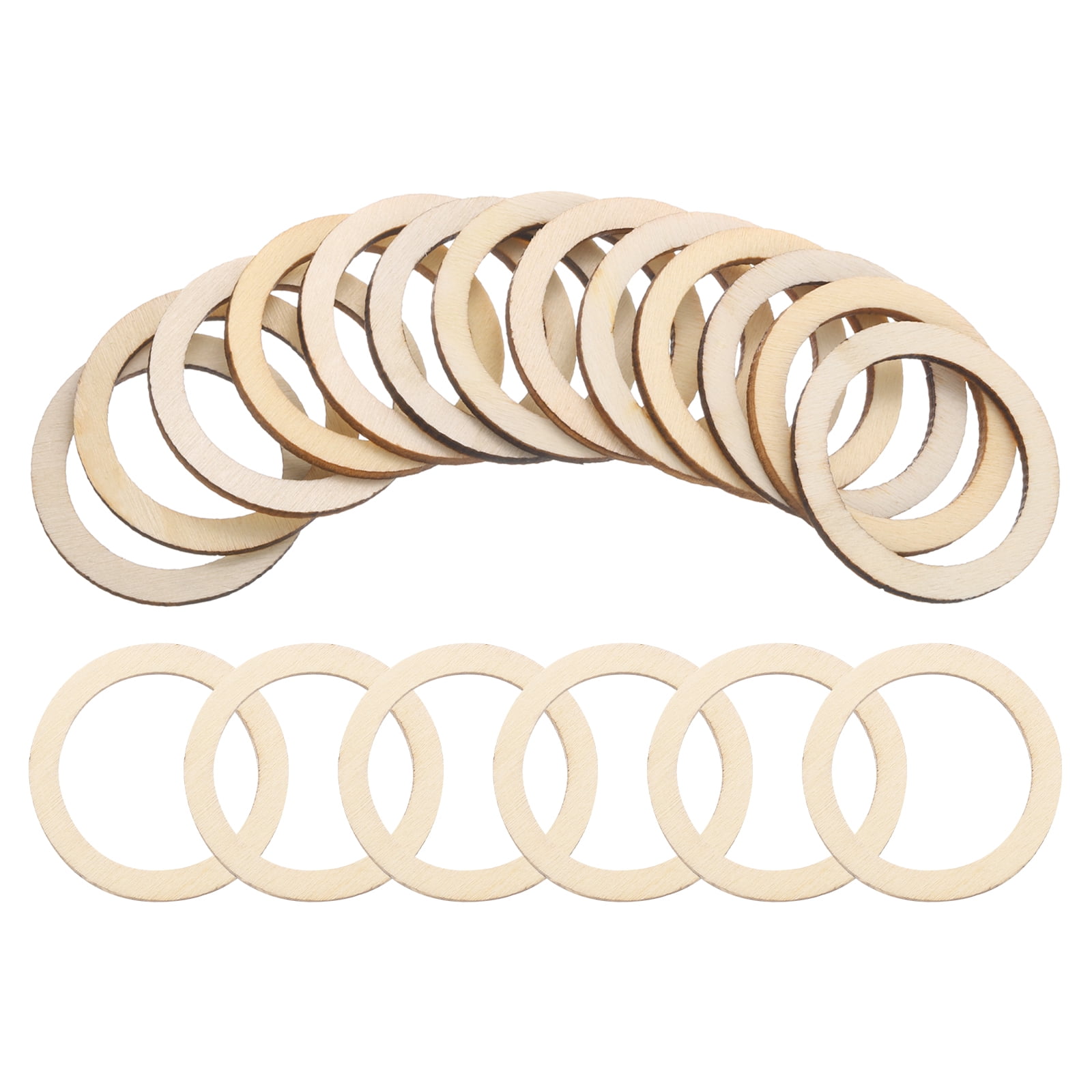 Uxcell 40mm Wooden Rings for Crafts, 100 Pack Natural Wood Rings ...