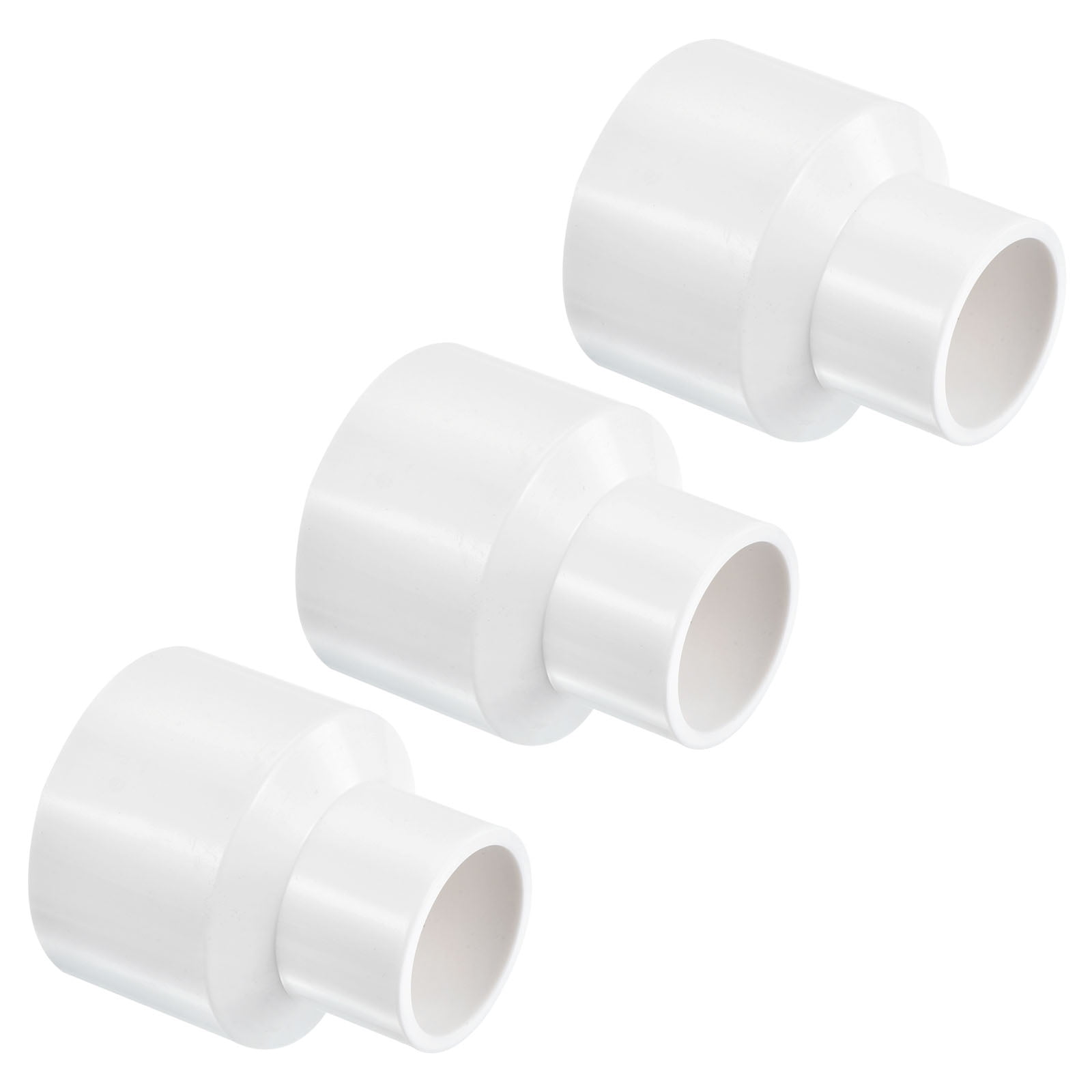 Uxcell 40mm to 25mm ID PVC Reducer Pipe Fitting Straight Adapter Connector,  White 3 Pack 