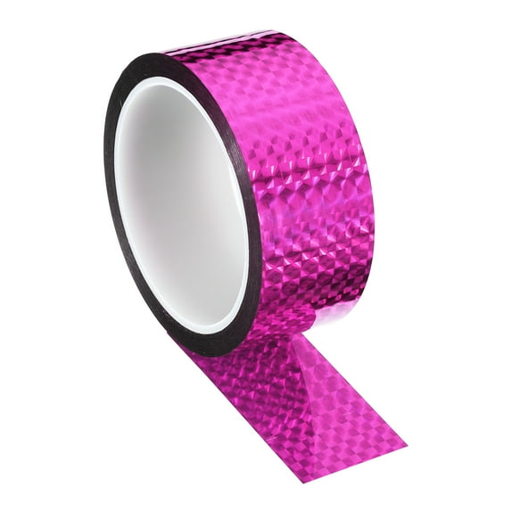 Uxcell 40mmx50m Prism Tape Holographic Reflective Self Adhesive Decor, Rose Red