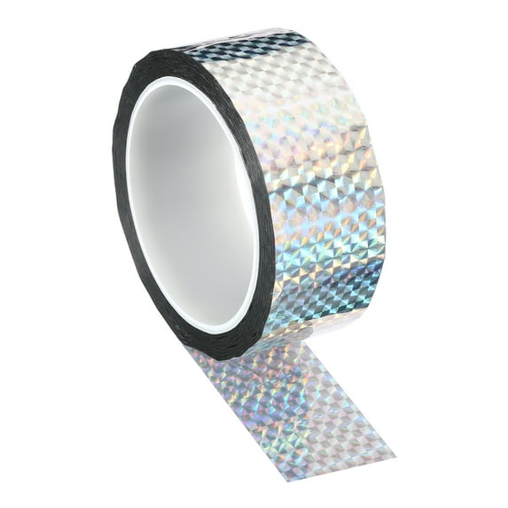 Uxcell 40mmx50m Prism Tape Holographic Reflective Self Adhesive Decor, Silver
