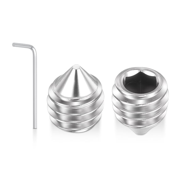 Uxcell 40pcs Cone Point Socket Set Screws - [M5-0.8x5mm] 18-8 Stainless Steel Headless Allen Head Grub Set Screw with Hex Key Wrench for Door Handle, Bathroom Fixture & Towel Rack