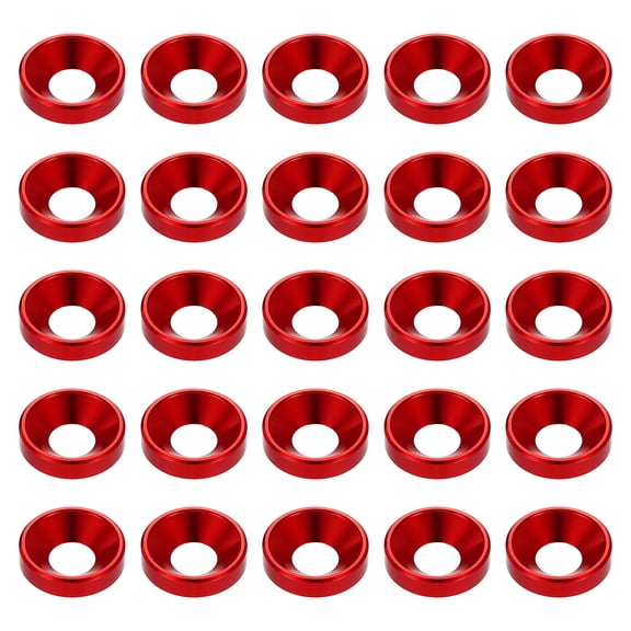 Uxcell 40pcs Countersunk Washer M6 Anodized Aluminum Alloy Finishing Washers, Screw Gaskets for Mechanical Accessories Parts, Dark Red