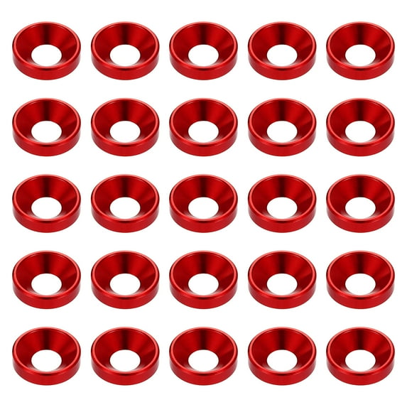 Uxcell 40pcs Countersunk Washer M6 Anodized Aluminum Alloy Finishing Washers, Screw Gaskets for Mechanical Accessories Parts, Dark Red