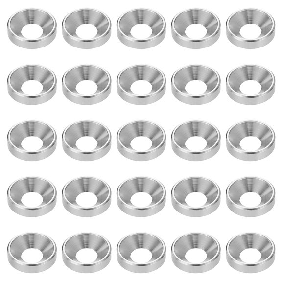 Uxcell 40pcs Countersunk Washer M6 Anodized Aluminum Alloy Finishing Washers, Screw Gaskets for Mechanical Accessories Parts, Silver