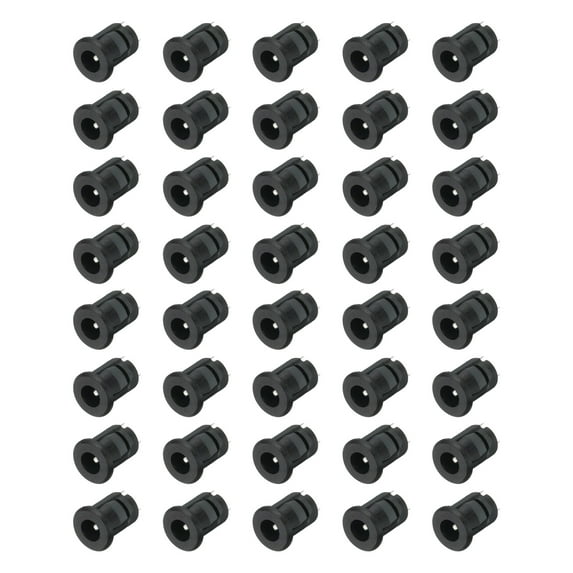 Uxcell 40pcs DC5525 Power Jack, 30V 0.5A 5.5x2.5mm 2 Pin DC Power Female Panel Mounting Connector Socket with Metal Nut Washer for Electronics Devices, Black 12x12x18.5mm