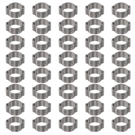 Uxcell 40pcs Double Ear Hose Clamp 11-13 mm 304 Stainless Steel Hose Clamp Double Ear O Clips Crimp Rings for Fuel Line Pipe Tube Fitting Connections, Silver