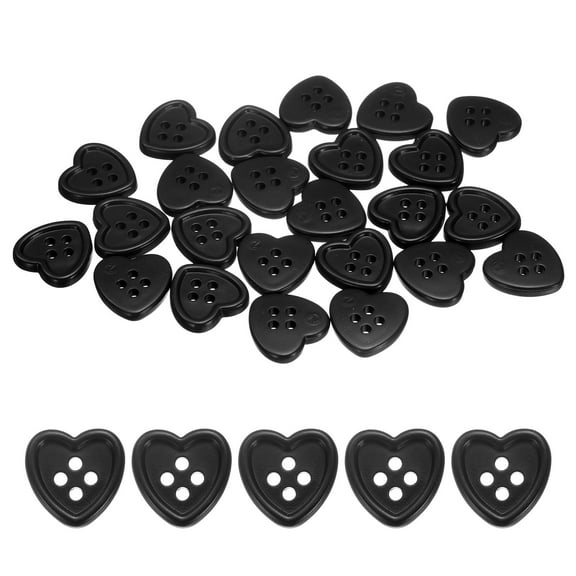 Uxcell 40pcs Heart Resin Sewing Button, 15mm 5/8" 4 Hole Sweater Buttons for Clothing Garment Knitting Crafts Decoration, Black