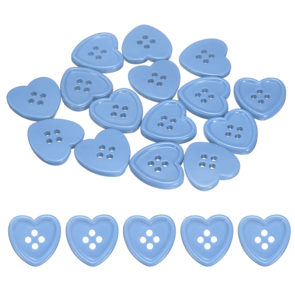 Uxcell 40pcs Heart Resin Sewing Button, 23mm 5/8" 4 Hole Sweater Buttons for Clothing Garment Knitting Crafts Decoration, Sky Blue