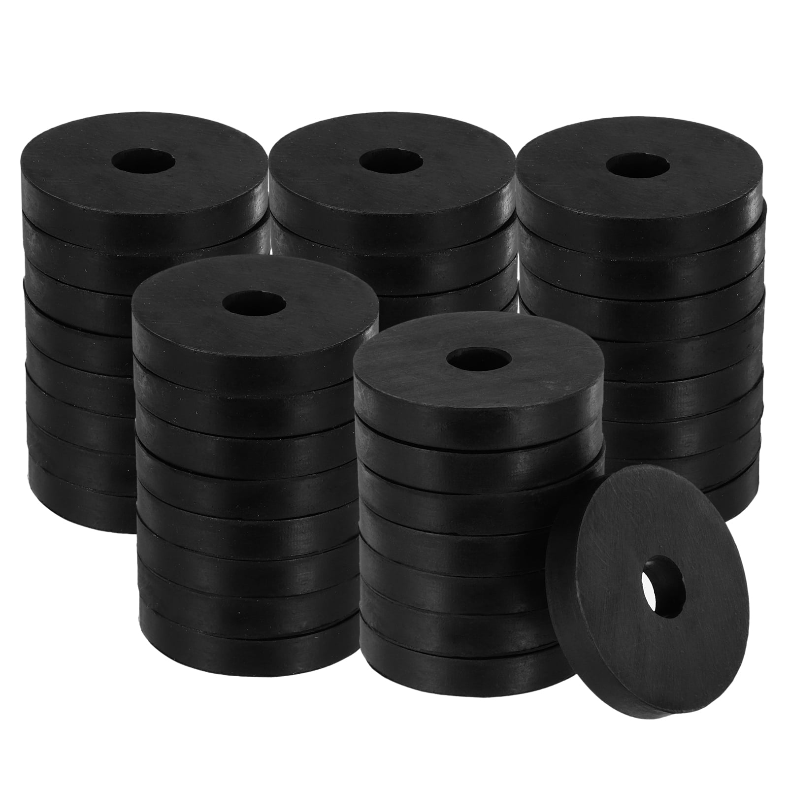 Uxcell 40pcs Rubber Spacers, 1-1/2'' OD x 3/8'' ID x 1/4'' Thickness, Round Anti Vibration Spacer Bushings, Black Flat Rubber Washers, Vibration Damping Pads for Home and Car Accessories
