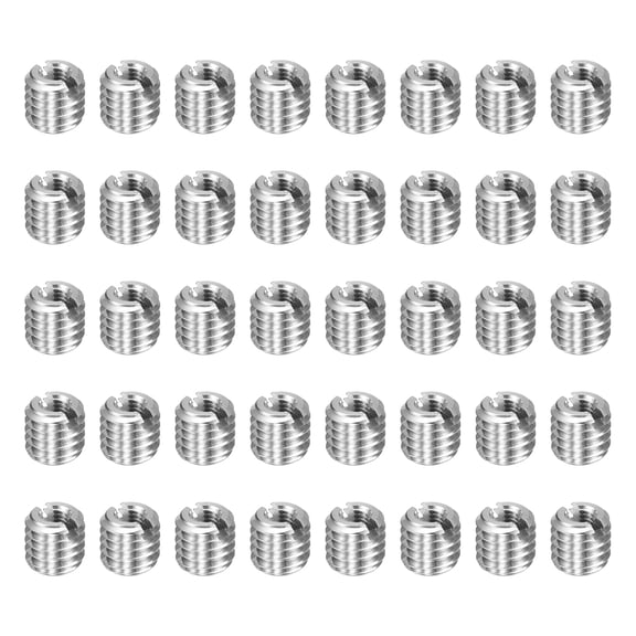 Uxcell 40pcs Thread Repair Inserts M6 x 1 Male to M3 x 0.5 Female Thread 6mm Long Stainless Steel Reducing Nuts Metric Self Tapping Sleeves