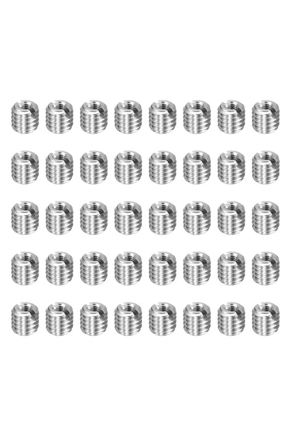 40pcs Thread Repair Inserts M6 x 1 Male to M3 x 0.5 Female Thread 6mm Long Stainless Steel Reducing Nuts Metric Self Tapping Sleeves