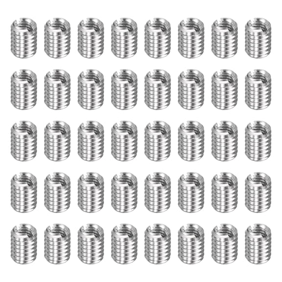 Uxcell 40pcs Thread Repair Inserts M6 x 1 Male to M4 x 0.7 Female Thread 8mm Long Stainless Steel Reducing Nuts Metric Self Tapping Sleeves