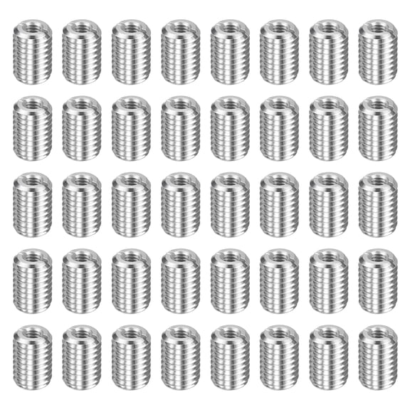 Uxcell 40pcs Thread Repair Inserts M8 x 1.25 Male to M4 x 0.7 Female Thread 12mm Long Stainless Steel Reducing Nuts Metric Self Tapping Sleeves