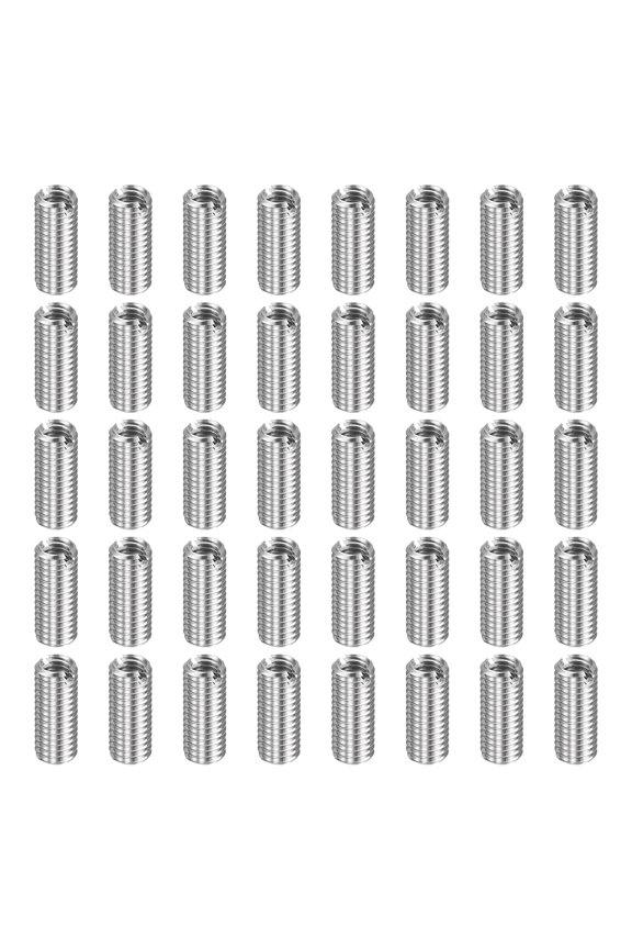 40pcs Thread Repair Inserts M8 x 1.25 Male to M6 x 1 Female Thread 20mm Long Stainless Steel Reducing Nuts Metric Self Tapping Sleeves