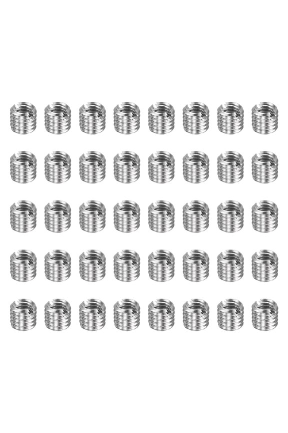 40pcs Thread Repair Inserts M8 x 1.25 Male to M6 x 1 Female Thread 8mm Long Stainless Steel Reducing Nuts Metric Self Tapping Sleeves
