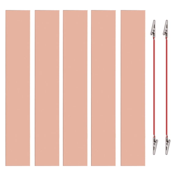 Uxcell 40x250mm Copper Anode Sheet, 5 Pack Pure Copper Strip (99.995% Pure) 1mm Thick Plate Electrode Set with Alligator Clips Cables for Electroplating Plating Experiment