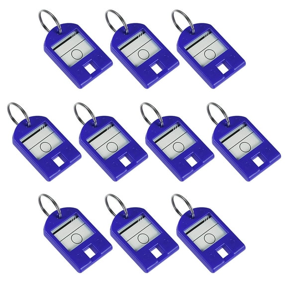 Uxcell 40x27mm Plastic Key Tags with Split Keyring Dark Blue 10 Count