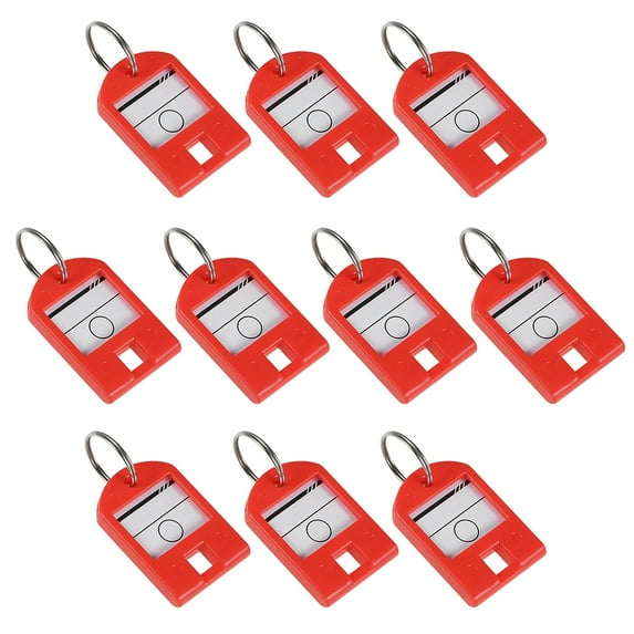 Uxcell 40x27mm Plastic Key Tags with Split Keyring Red 10 Count
