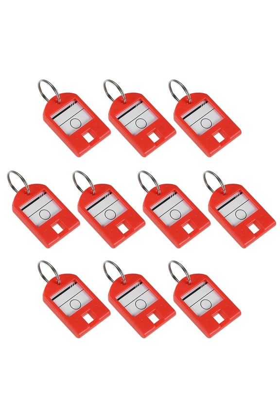 40x27mm Plastic Key Tags with Split Keyring Red 10 Count
