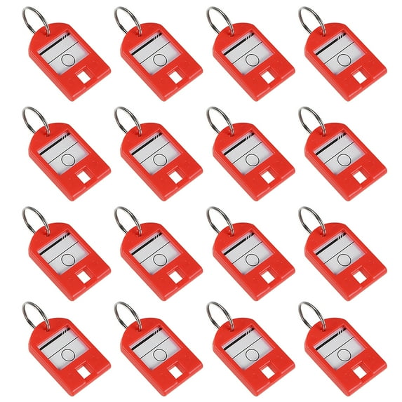 Uxcell 40x27mm Plastic Key Tags with Split Keyring Red 16 Count