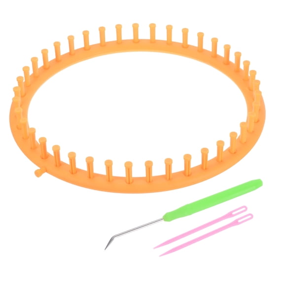 Uxcell 41 Hooks Round Knitting Machines Kit, 29cm OD Darning Weave Tool with Accessories, Yellow