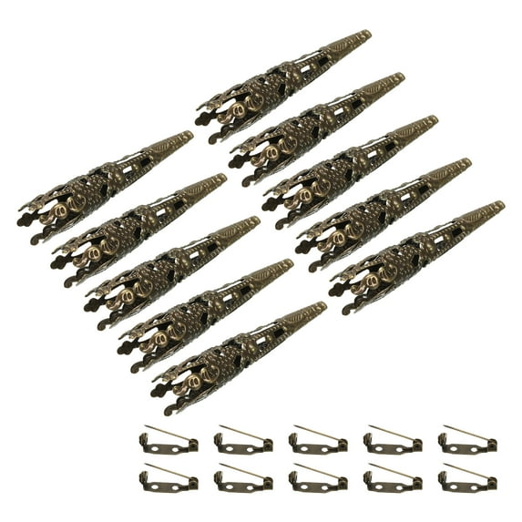 Uxcell 41mm Corsage Decorative Holder Brooch Pin Vase Pocket Boutonnieres Holder with Bar Pins Bronze 10 Pcs
