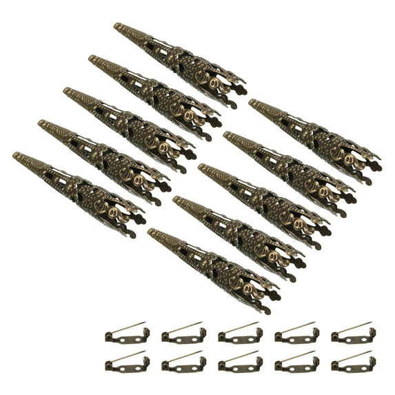 Uxcell 41mm Corsage Decorative Holder Brooch Pin Vase Pocket Boutonnieres Holder with Bar Pins Bronze 15 Pcs