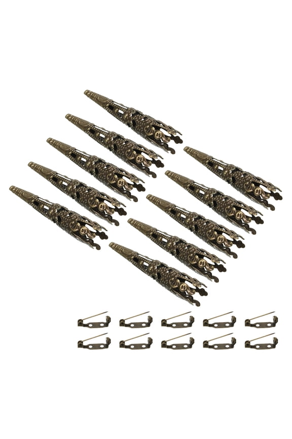 Uxcell 41mm Corsage Decorative Holder Brooch Pin Vase Pocket Boutonnieres Holder with Bar Pins Bronze 15 Pcs