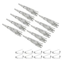 Uxcell 41mm Corsage Decorative Holder Brooch Pin Vase Pocket Boutonnieres Holder with Bar Pins Silver Tone 12 Pcs