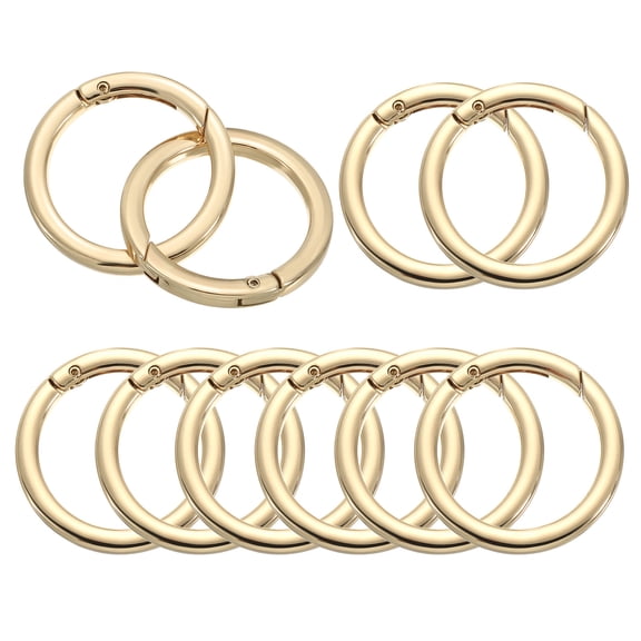 Uxcell 41mm OD Flat Trigger Spring O Rings Round Clasp Clip Snap Spring Keyrings Gold Tone 10 Pack