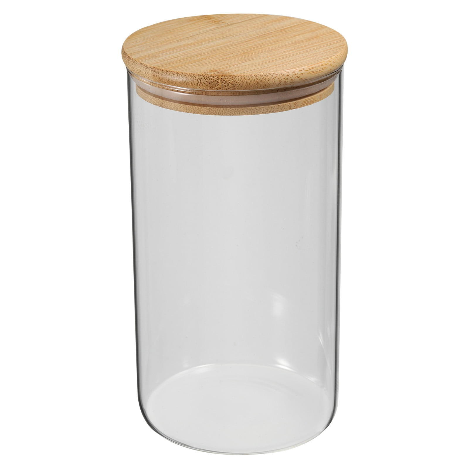 Uxcell 42 oz Glass Jar with Airtight Bamboo Lid Glass Kitchen Container Clear Food Storage Jar (18x10cm)