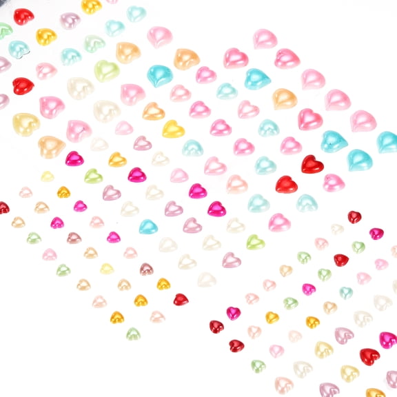 Uxcell 420 Pcs Gems Stickers for Crafts, 5 Sheet Self-Adhesive Gems Bling Pearl Heart Rhinestone Stickers, Multicolor