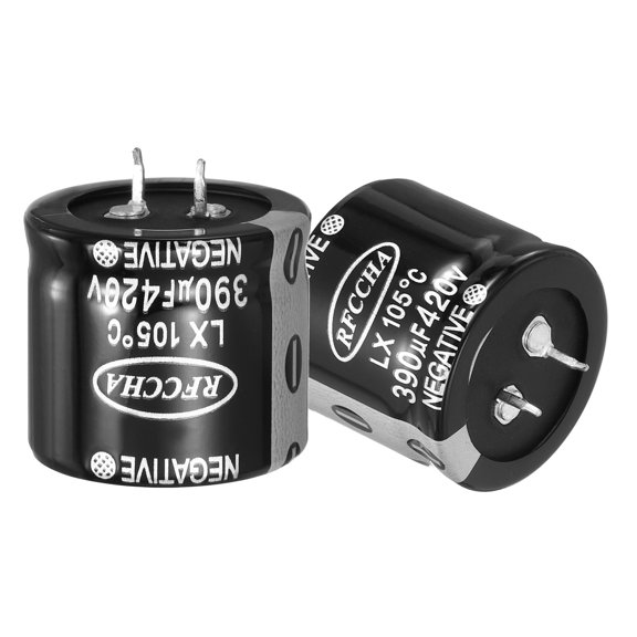 Uxcell 420V 390uF Snap in Electrolytic Capacitor, 2 pcs 2 Pin Audio Amplifier Aluminum Electrolytic Capacitor for Filter Audio Smart Home Appliances(Black,31x35mm)
