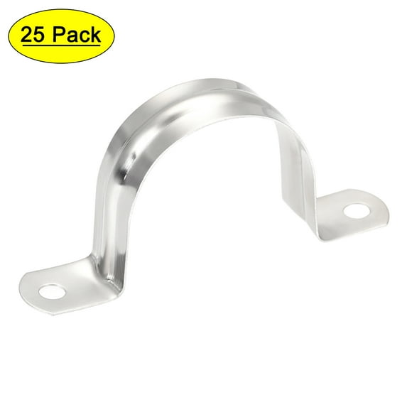 Uxcell 42mm(1.65") 201 Stainless Steel 2 Holes Rigid Pipe Strap Tension Tube Clamp 25 Pack