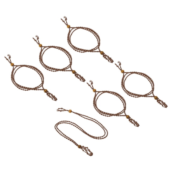 Uxcell 42mm Necklace Cord Empty Stone Holder Crystal Cage Necklace Holder Adjustable, Brown 6 Pack