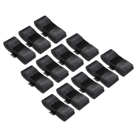 Uxcell 43.3" Absorb Sweat Non-Slip PU Tennis Racket Overgrip Tape Wraps Black 12 Pack