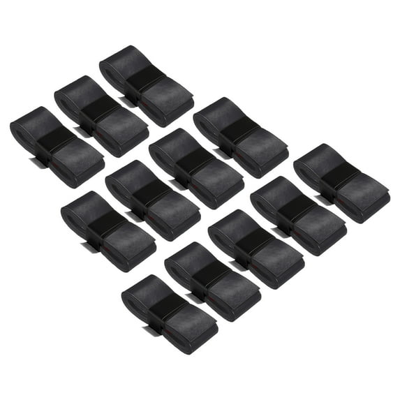 Uxcell 43.3" Absorb Sweat Non-Slip PU Tennis Racket Overgrip Tape Wraps Black 12 Pack