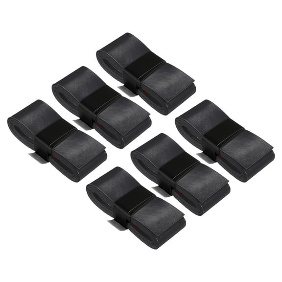 Uxcell 43.3" Absorb Sweat Non-Slip PU Tennis Racket Overgrip Tape Wraps Black 6 Pack
