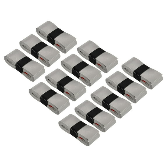Uxcell 43.3" Absorb Sweat Non-Slip PU Tennis Racket Overgrip Tape Wraps Grey 12 Pack