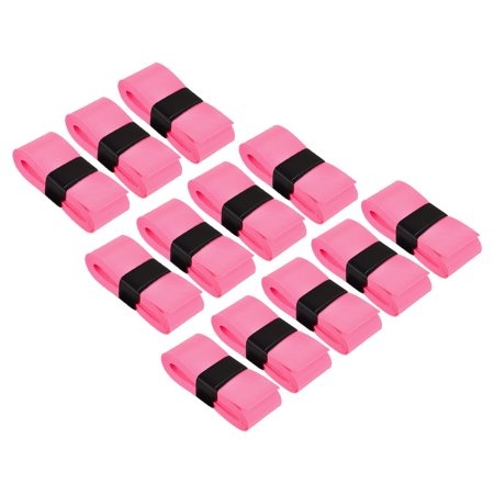 Uxcell 43.3" Absorb Sweat Non-Slip PU Tennis Racket Overgrip Tape Wraps Pink 12 Pack