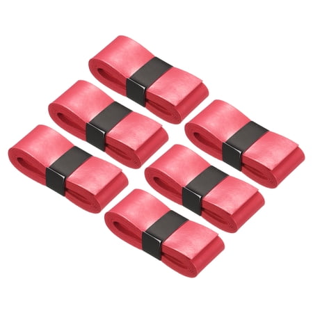 Uxcell 43.3" Absorb Sweat Non-Slip PU Tennis Racket Overgrip Tape Wraps Red 6 Pack