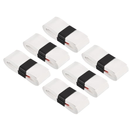 Uxcell 43.3" Absorb Sweat Non-Slip PU Tennis Racket Overgrip Tape Wraps White 6 Pack